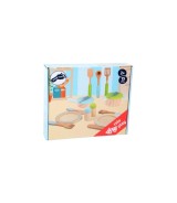 Geschirr- und Topfset aus Holz