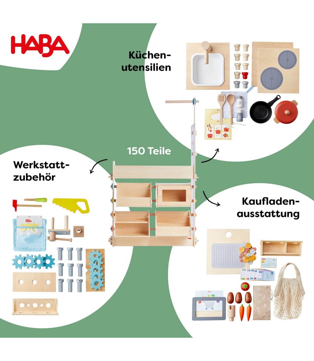 Rollenspiel Studio 3in1 - Kaufladen, Küche & Werkstatt