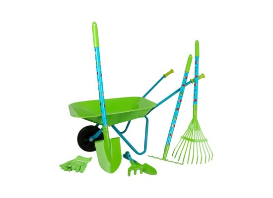 Großes Gartenset mit Schubkarre, 7 tlg.