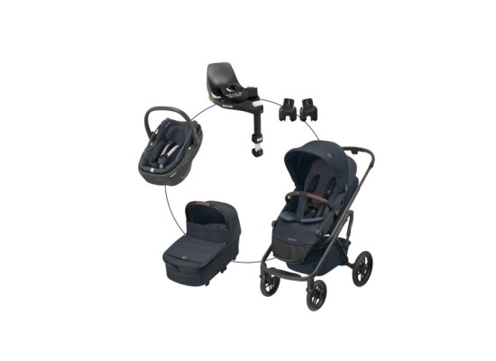 Kombikinderwagen Lila XP+ Travel-Set inkl. Babyschale Coral 360 i-Size und Isofix-Basis Familyfix 360