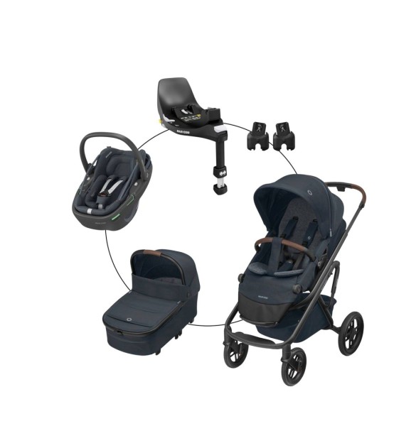 Kombikinderwagen Lila XP+ Travel-Set inkl. Babyschale Coral 360 i-Size und Isofix-Basis Familyfix 360