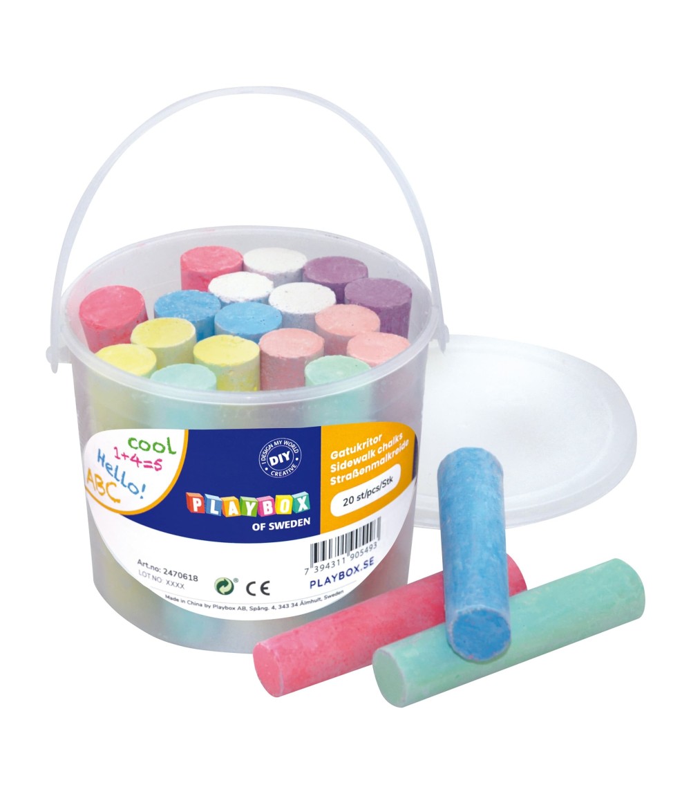 Straßenmalkreide im Eimer 20 Stk.