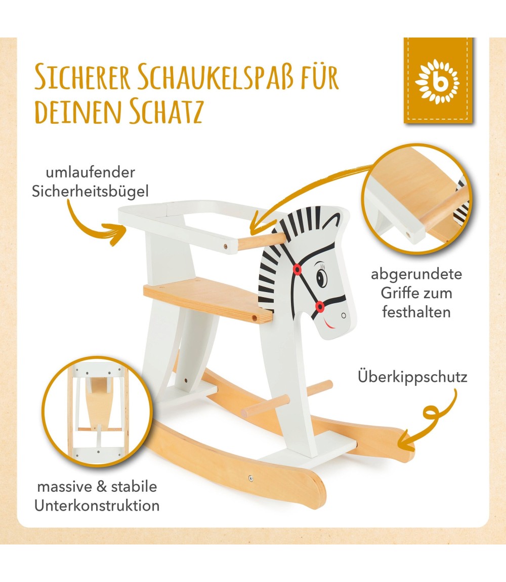 Schaukeltier aus Holz Zebra