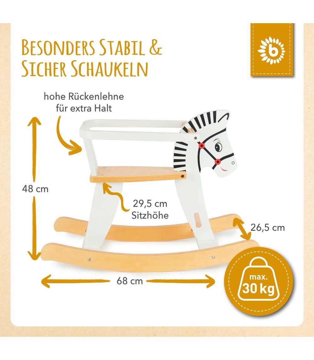 Schaukeltier aus Holz Zebra