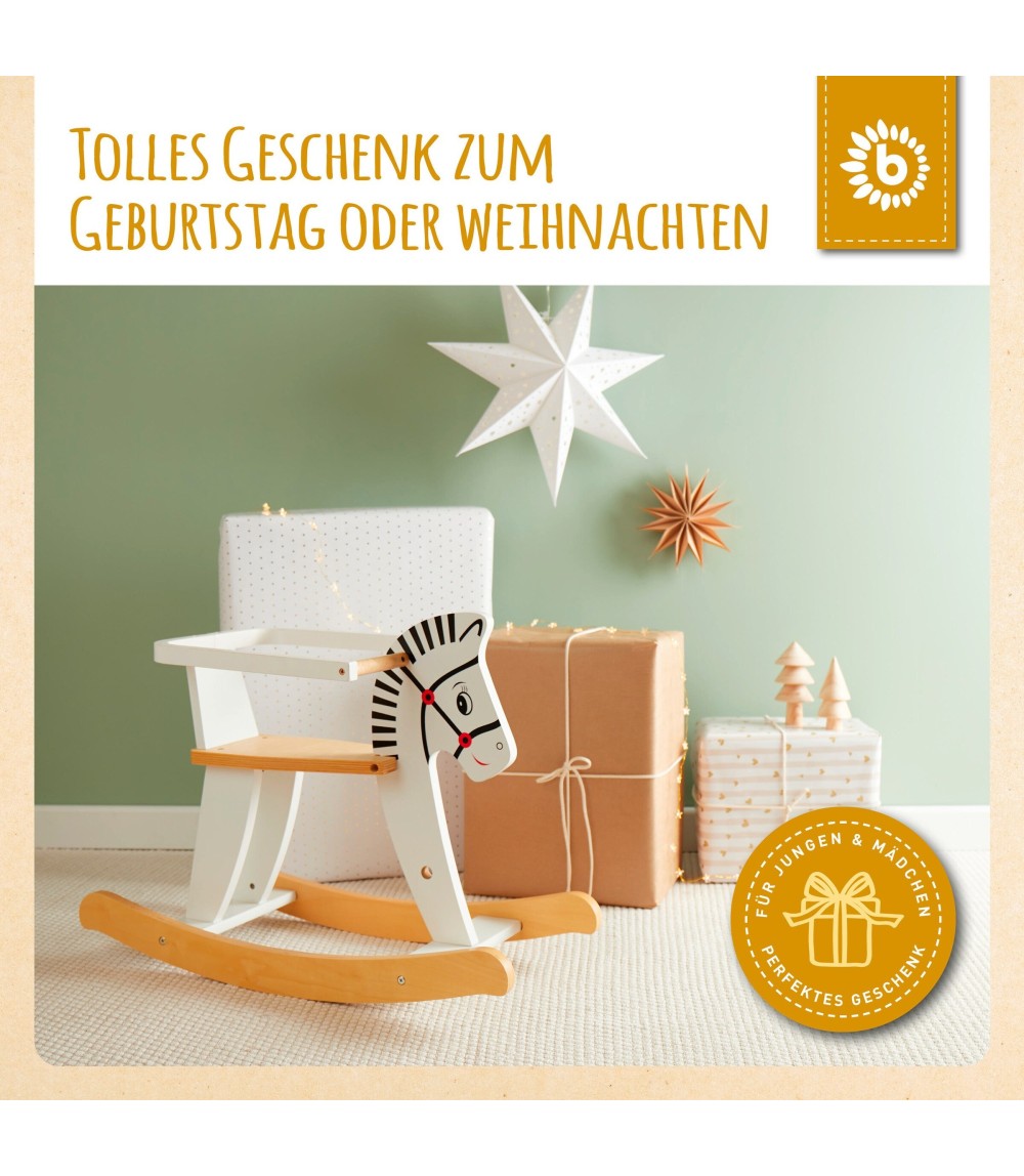 Schaukeltier aus Holz Zebra