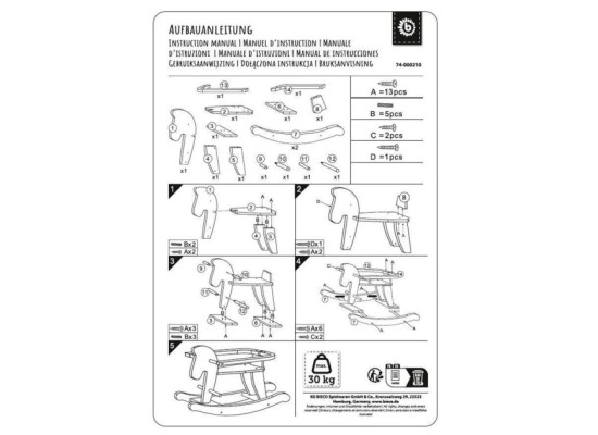 Schaukeltier aus Holz Zebra