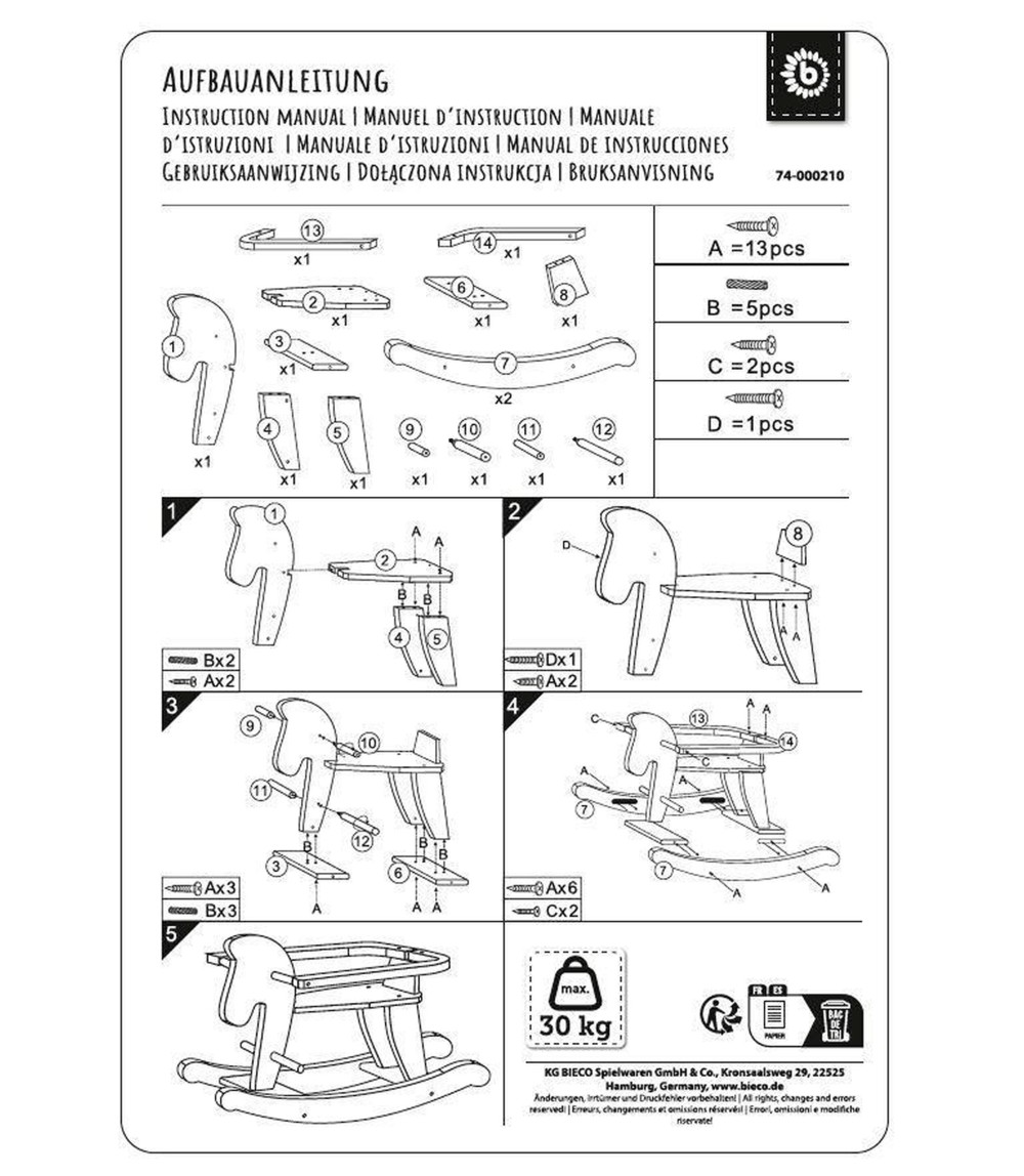 Schaukeltier aus Holz Zebra