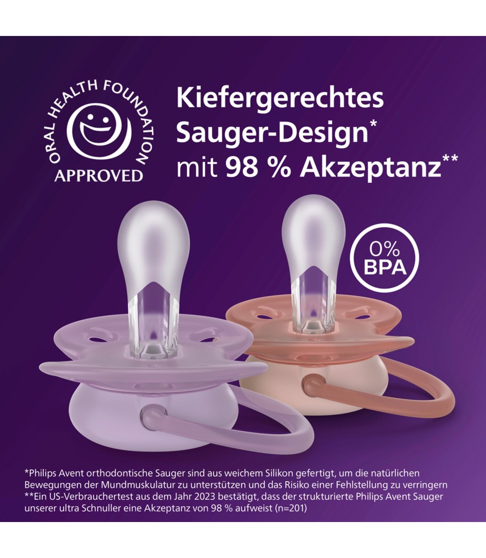 2er-Pack Schnuller ultra soft, 6-18M