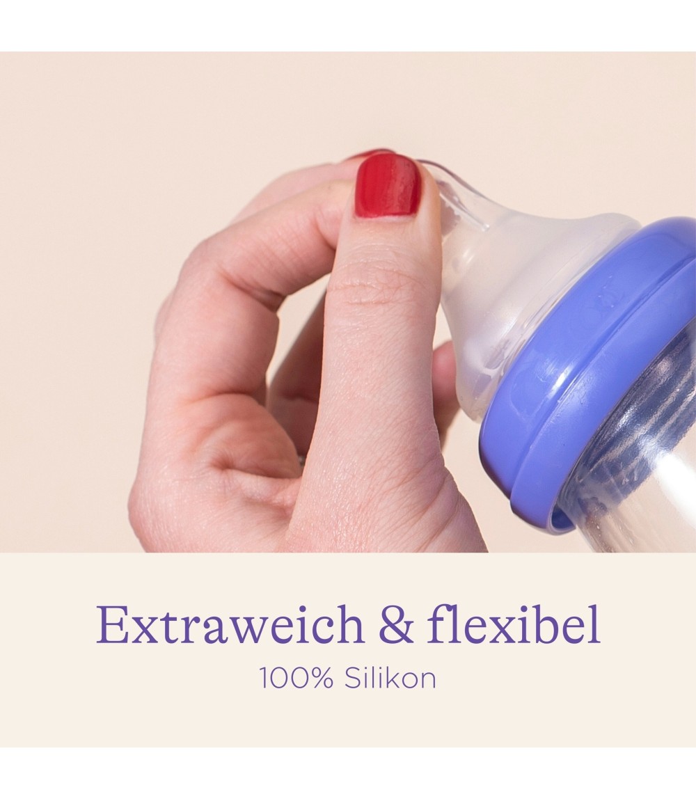 Babyflasche mit NaturalWave®Sauger S, Glas, Weithals, 160 ml