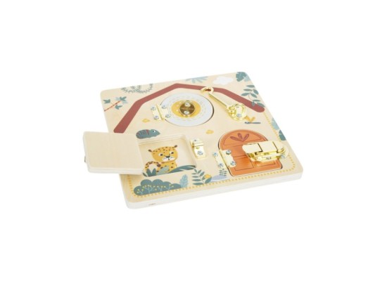 Motorikbrett Schloss und Riegel Safari