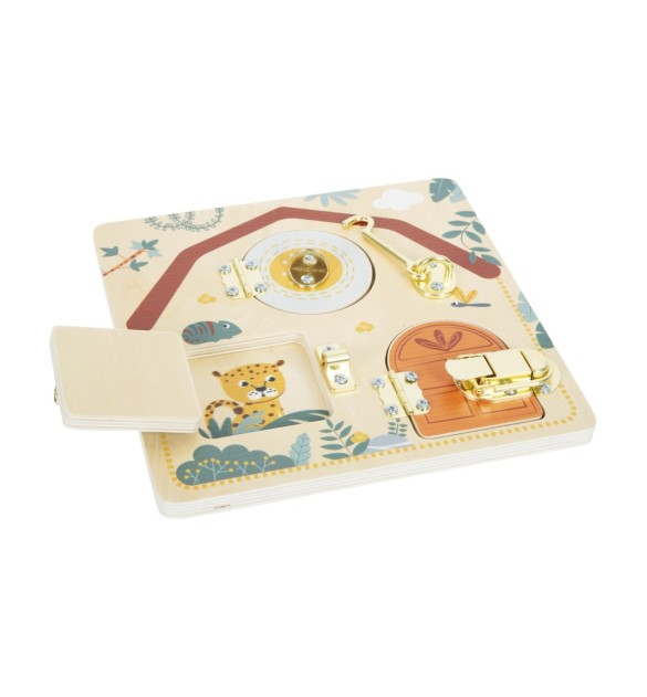 Motorikbrett Schloss und Riegel Safari