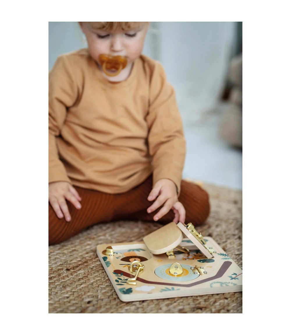 Motorikbrett Schloss und Riegel Safari