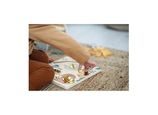 Motorikbrett Schloss und Riegel Safari