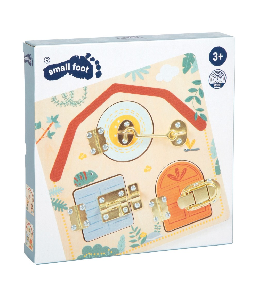 Motorikbrett Schloss und Riegel Safari