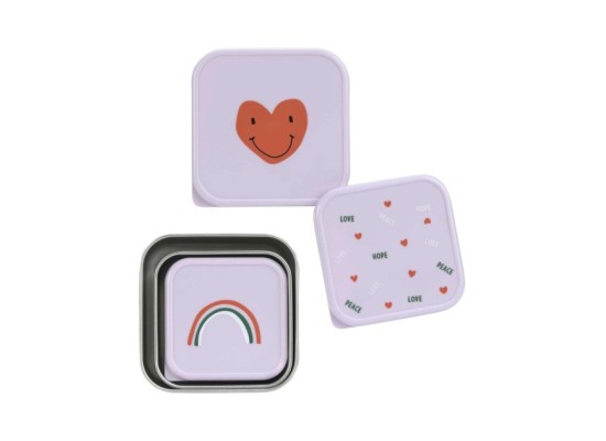 3tlg. Set Edelstahl Snackbox Happy Rascals