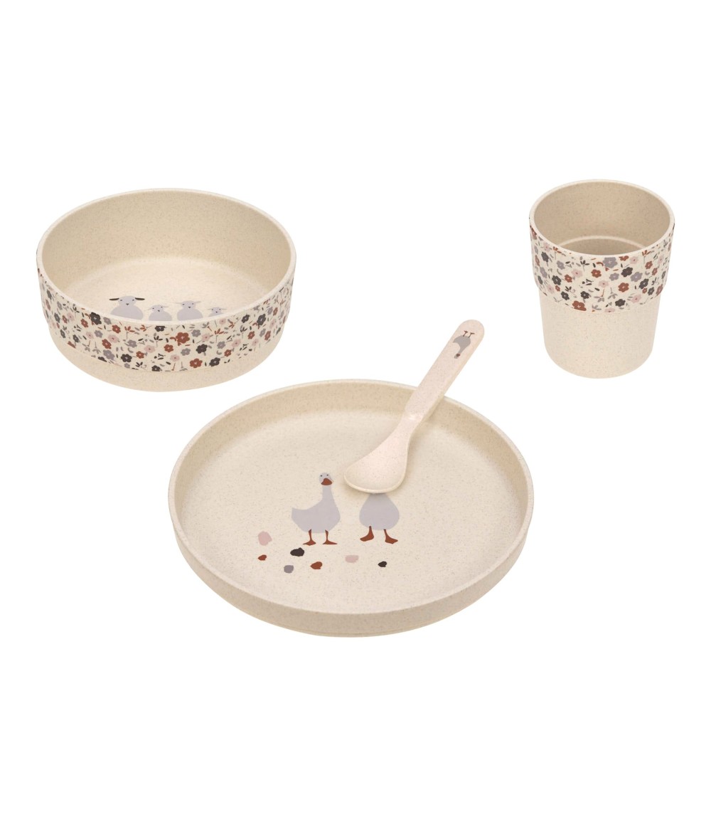 4-tlg. Geschirrset mit Zellulose
