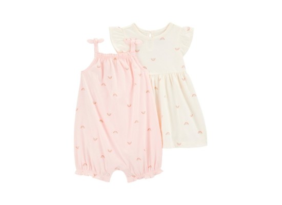 2-tlg. Set Kleid Flügelarm und Spieler Regenbogen