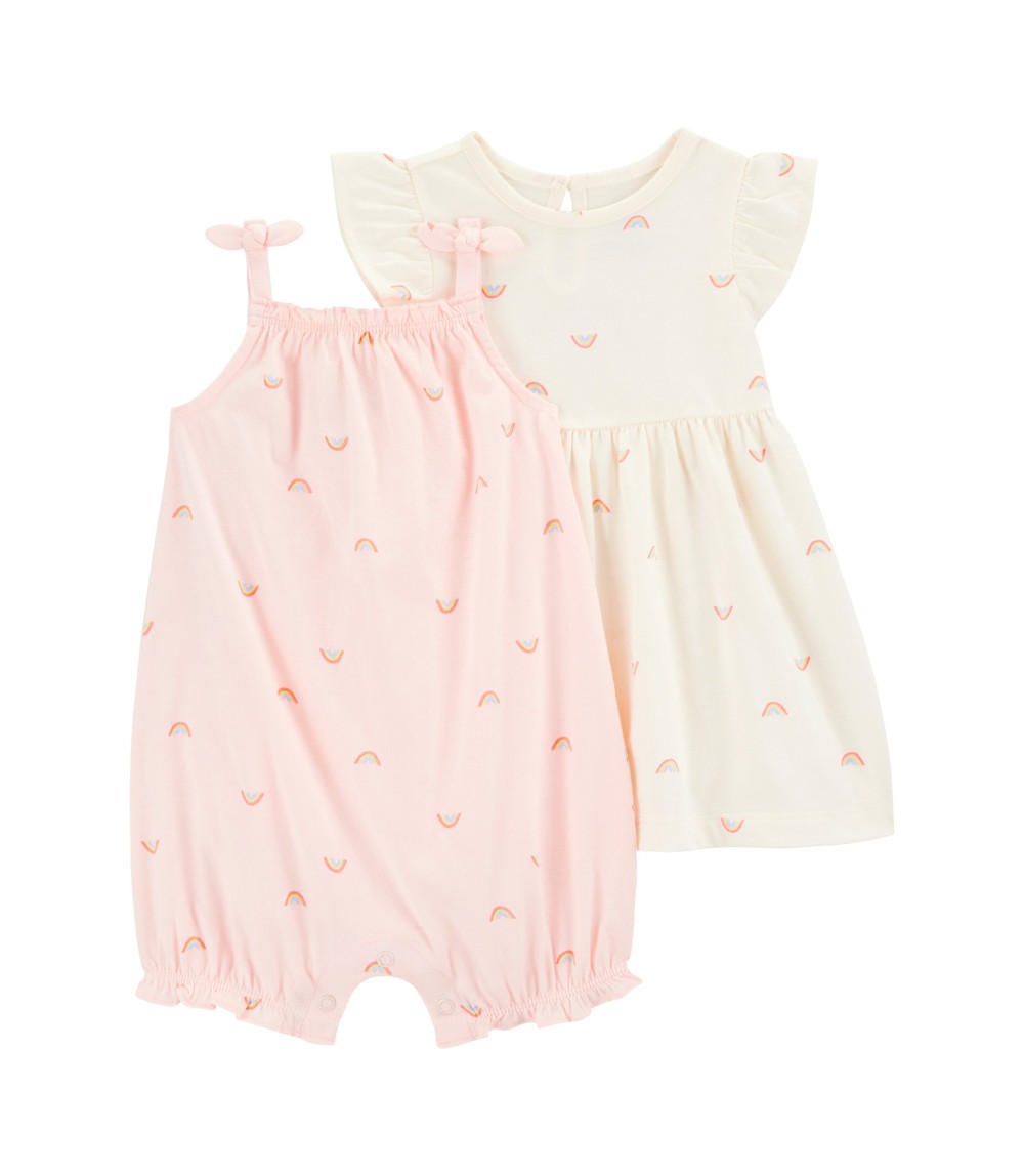 2-tlg. Set Kleid Flügelarm und Spieler Regenbogen