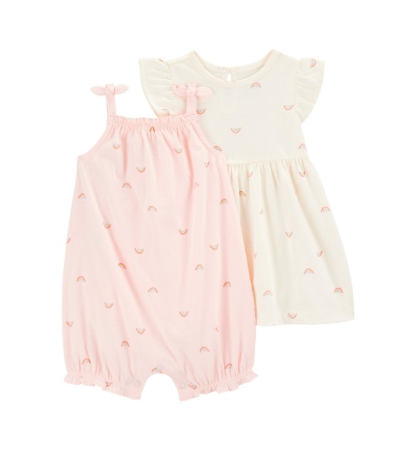 2-tlg. Set Kleid Flügelarm und Spieler Regenbogen