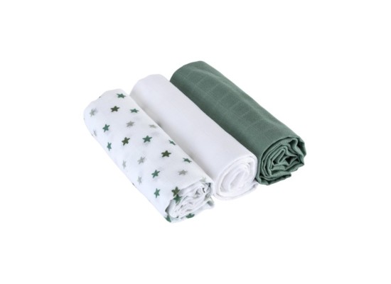 3er-Pack Mullwindeln Sterne 80x80 cm