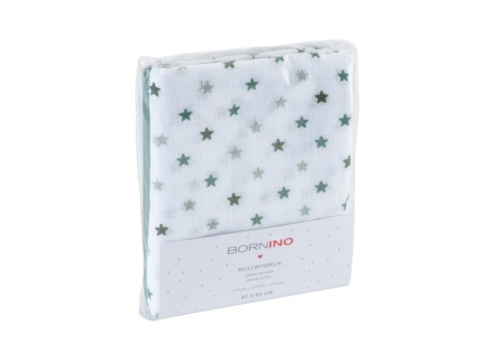 3er-Pack Mullwindeln Sterne 80x80 cm