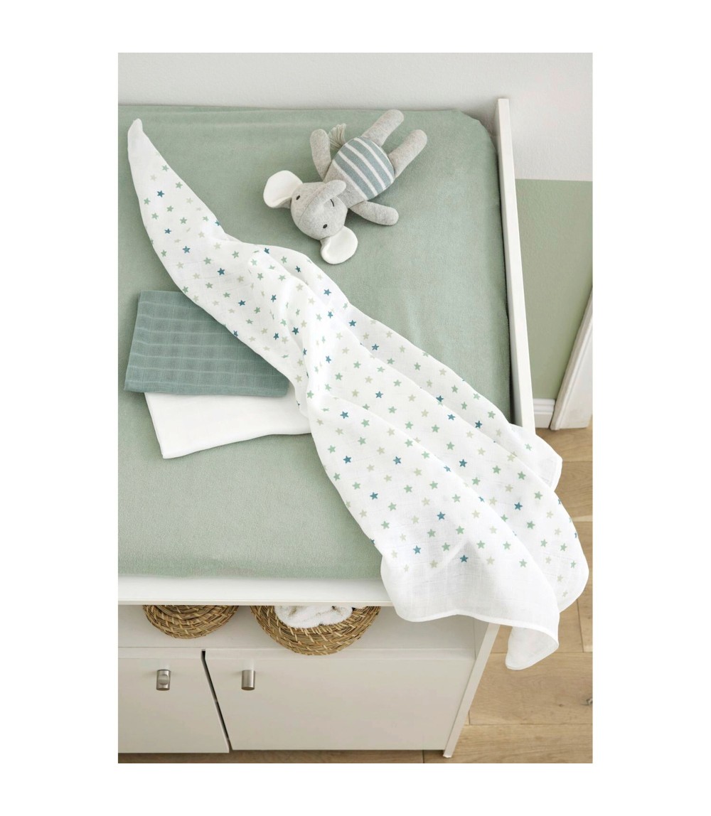 3er-Pack Mullwindeln Sterne 80x80 cm