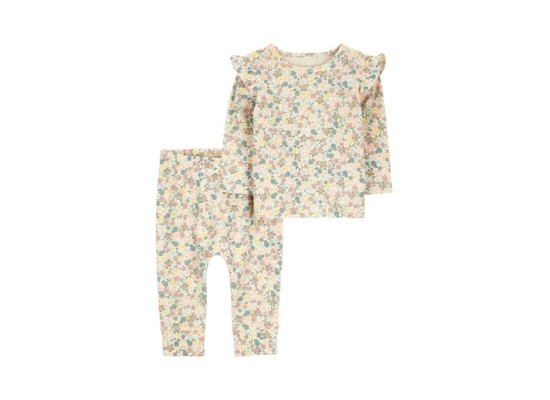2-tlg. Set Shirt langarm und Leggings Blumen