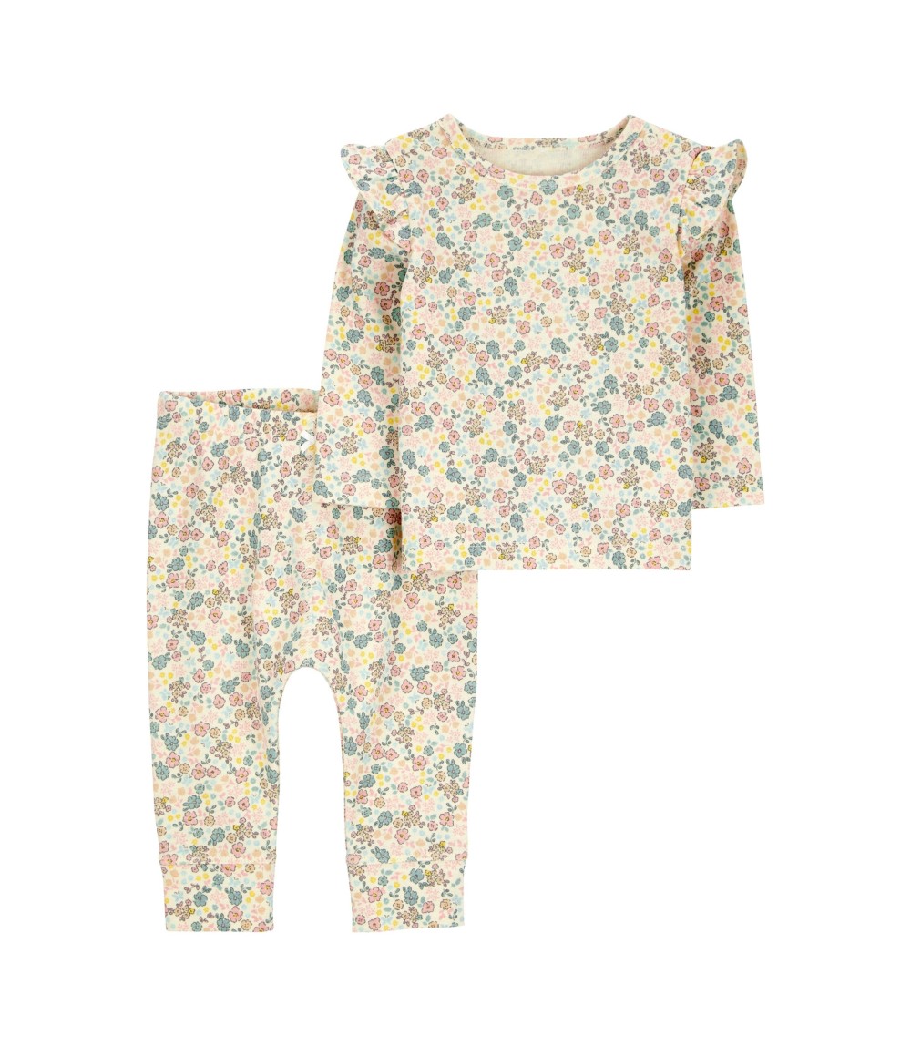 2-tlg. Set Shirt langarm und Leggings Blumen