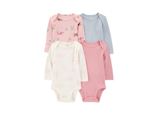 4er-Pack Bodys langarm Hunde Ajour