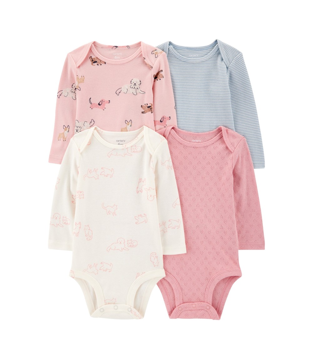 4er-Pack Bodys langarm Hunde Ajour