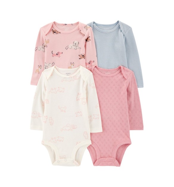 4er-Pack Bodys langarm Hunde Ajour