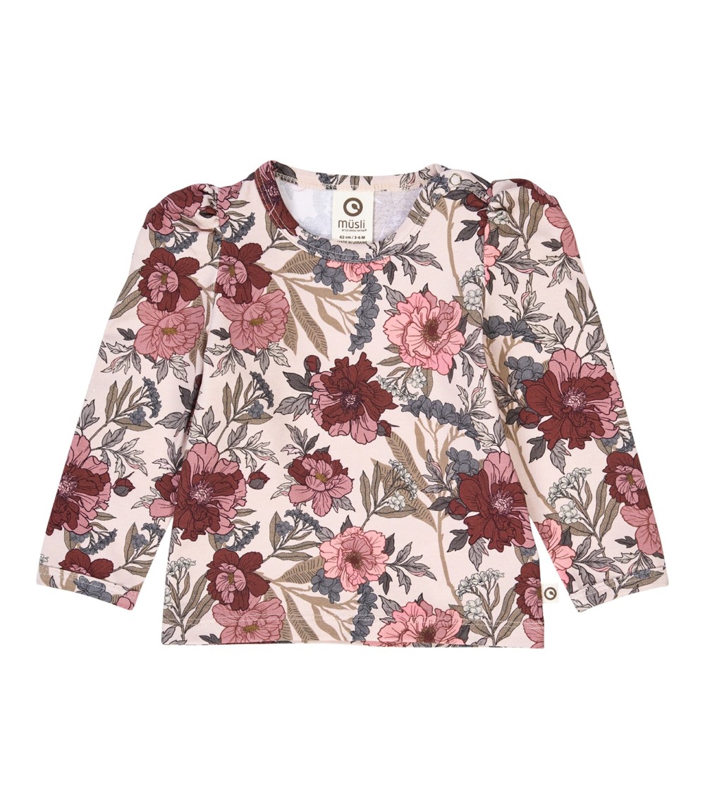 Shirt langarm mit Puffärmel Blumen