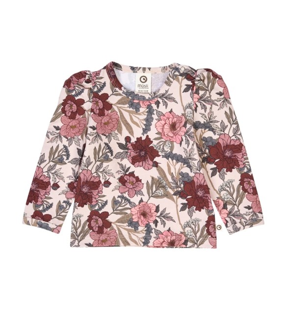 Shirt langarm mit Puffärmel Blumen