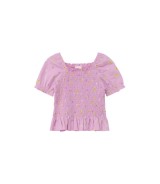 T-Shirt Blumen Schmetterlinge gesmokt