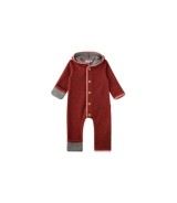 Wollfleece-Overall mit Kapuze Klappbündchen