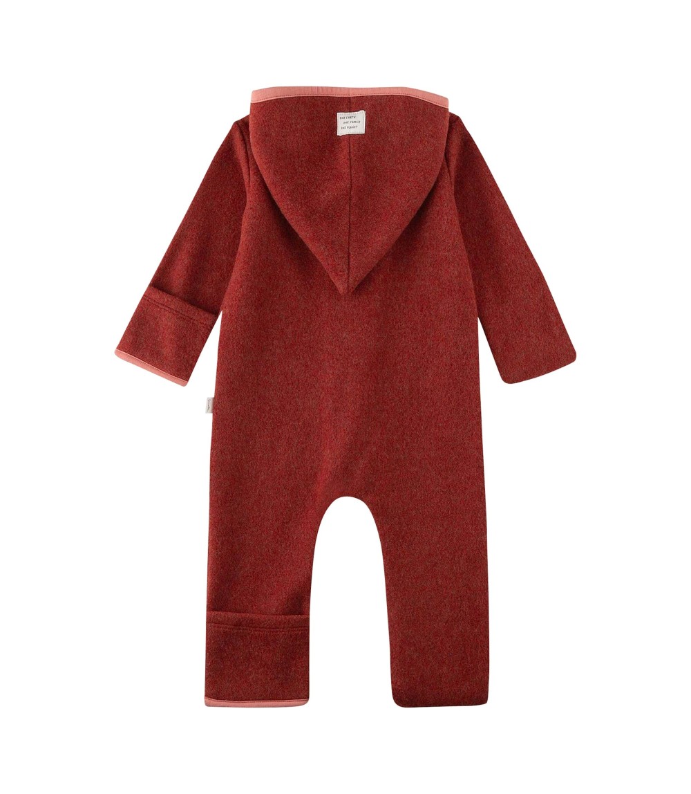 Wollfleece-Overall mit Kapuze Klappbündchen