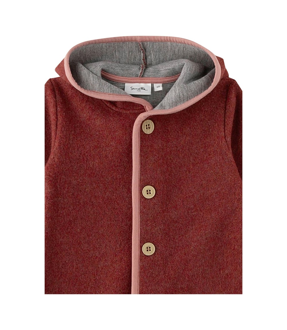 Wollfleece-Overall mit Kapuze Klappbündchen