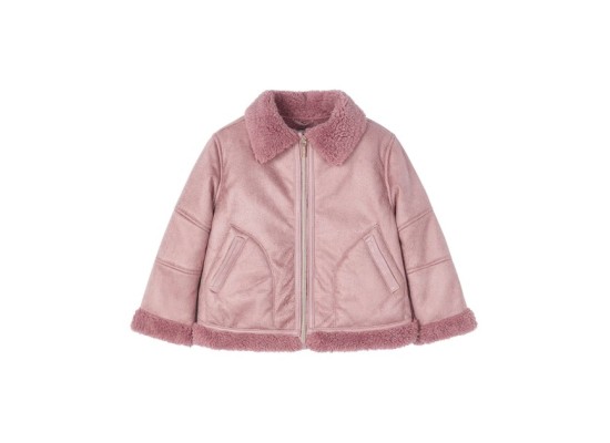 Kunstlederjacke mit Teddyplüsch-Futter