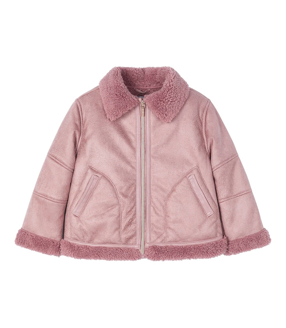 Kunstlederjacke mit Teddyplüsch-Futter