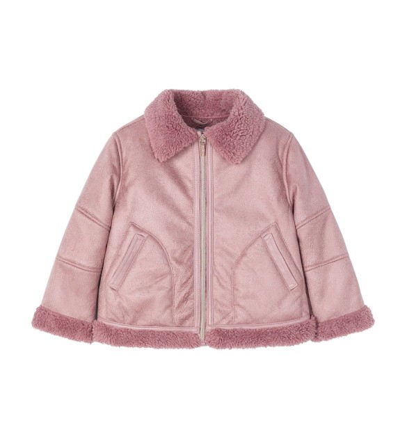 Kunstlederjacke mit Teddyplüsch-Futter