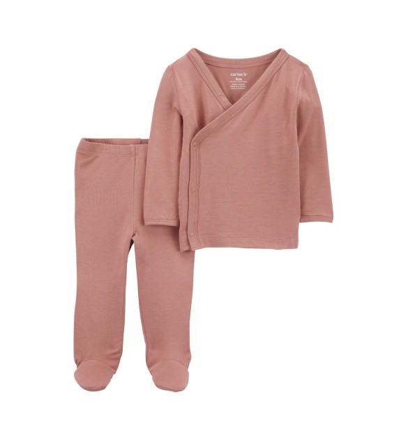 2-tlg. Set Wickelshirt langarm und Hose mit Fuß