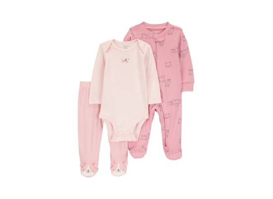 3-tlg. Set Schlafoverall mit Fuß