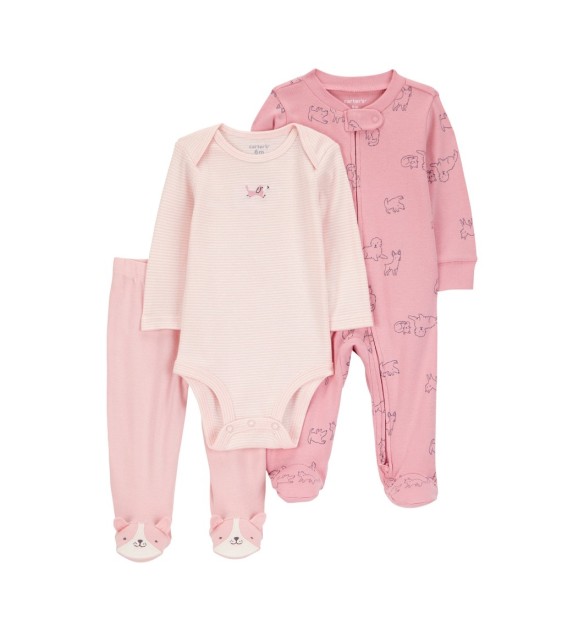 3-tlg. Set Schlafoverall mit Fuß
