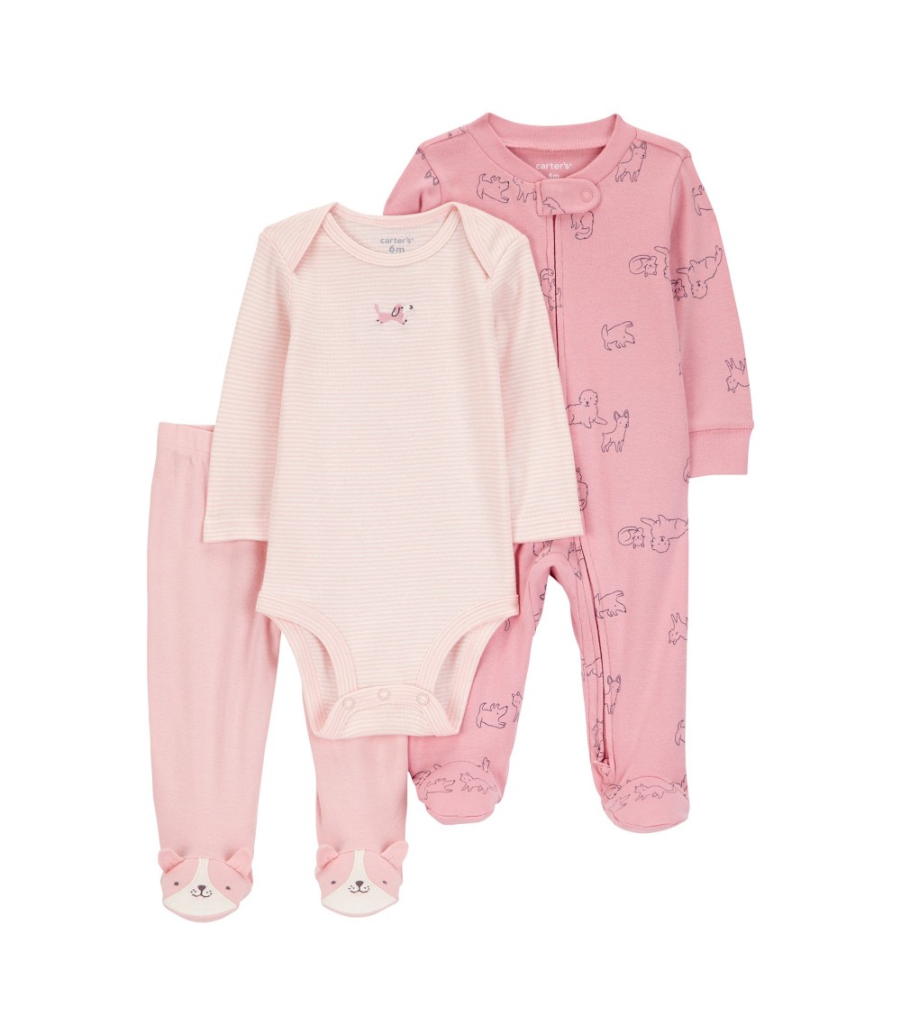 3-tlg. Set Schlafoverall mit Fuß