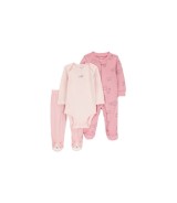 3-tlg. Set Schlafoverall mit Fuß