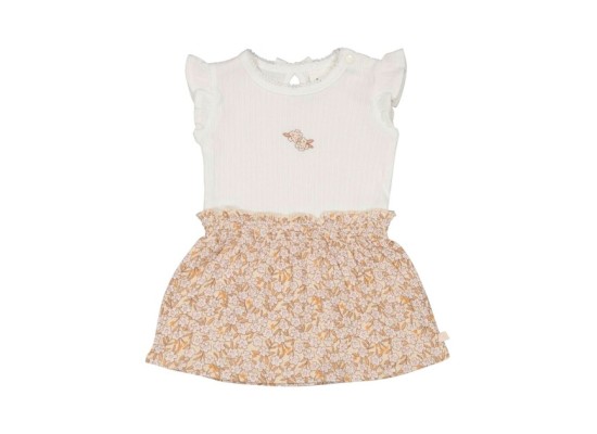 Krepp-Kleid Flügelarm Blumen Rippqualität