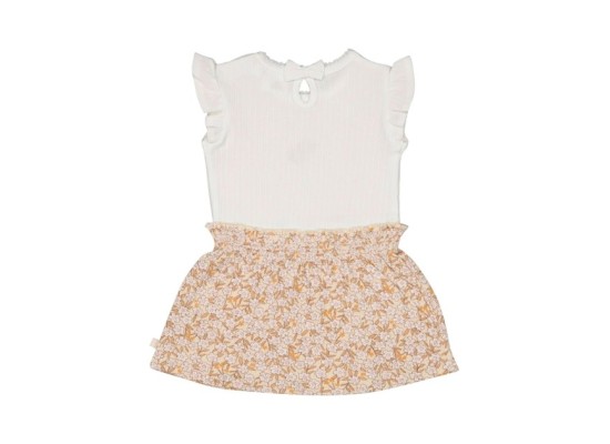 Krepp-Kleid Flügelarm Blumen Rippqualität