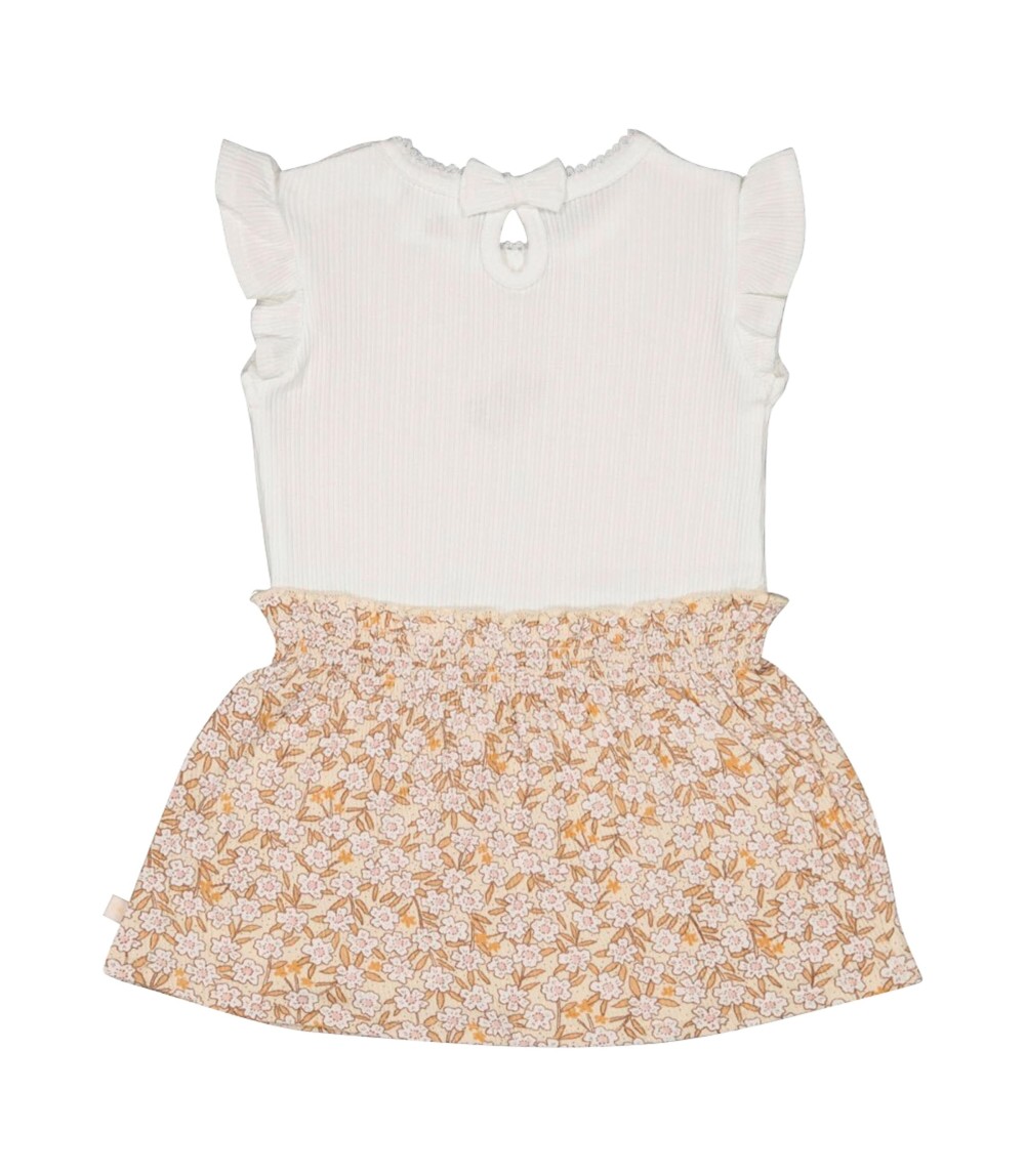 Krepp-Kleid Flügelarm Blumen Rippqualität