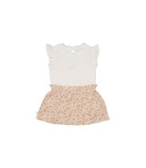 Krepp-Kleid Flügelarm Blumen Rippqualität