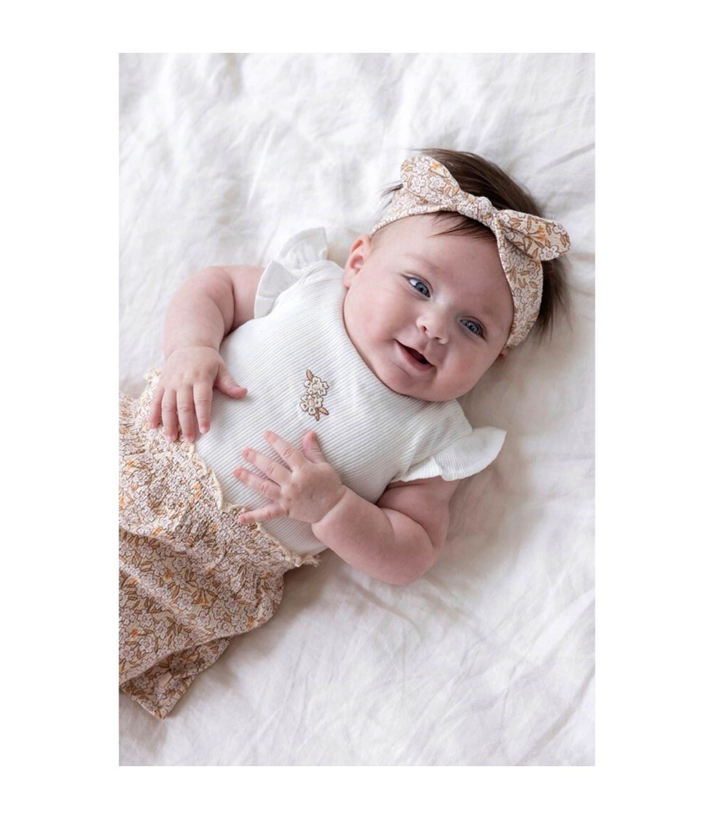 Krepp-Kleid Flügelarm Blumen Rippqualität